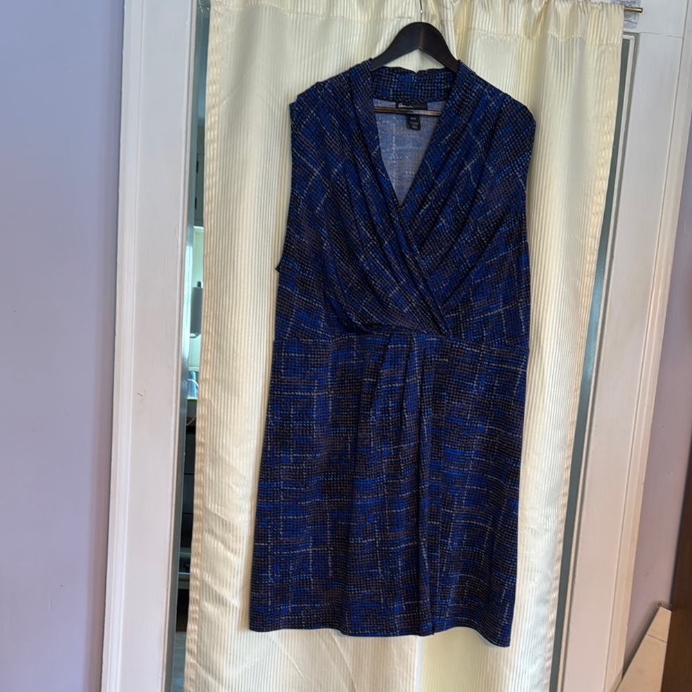 Lane Bryant Blue Plaid Sleeveless Midi Dress